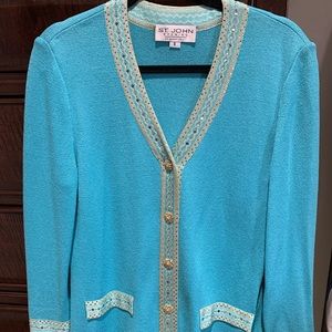 Luxury St. John Teal Cardigan